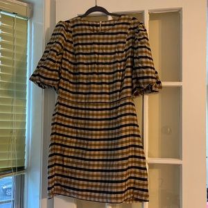 Puff sleeve plaid mini dress
